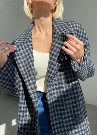 Plaid wool peacoat in black/gray3 photo
