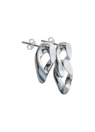 Cuban Chain Link Earrings, asymmetrical sterling silver link earrings