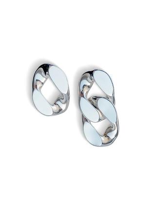 Cuban Chain Link Earrings, asymmetrical sterling silver link earrings3 photo