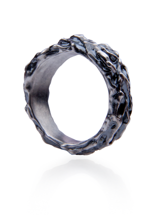 Sterling silver textured band Branch Band ring2 photo