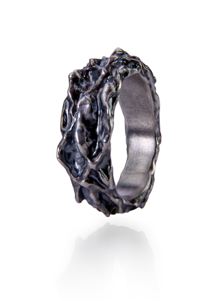 Sterling silver textured band Branch Band ring5 photo