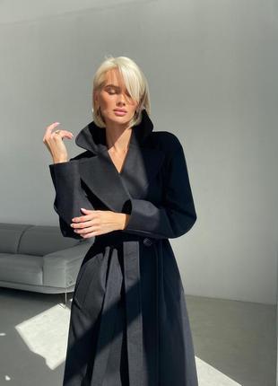 Black midi wool coat8 photo