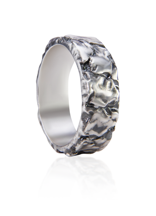 Sterling silver textured wide band ring5 photo