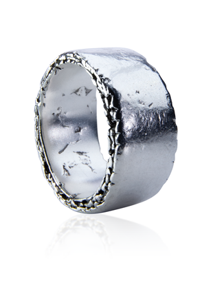 Extra wide Sterling silver textured band ring