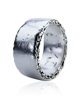 Extra wide Sterling silver textured band ring4 photo