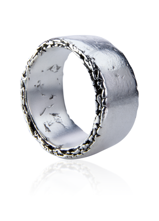 Extra wide Sterling silver textured band ring5 photo