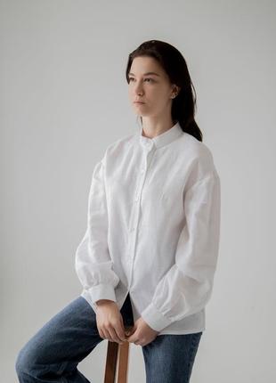 Shirt with a stand up collar and volume sleeves4 photo