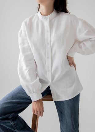 Shirt with a stand up collar and volume sleeves7 photo