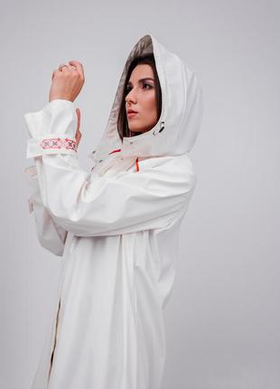 White Women's Raincoat with Ukrainian ornament10 photo