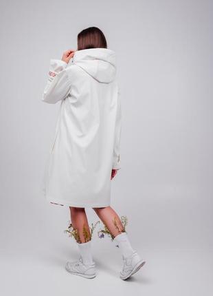 White Women's Raincoat with Ukrainian ornamen9 photo
