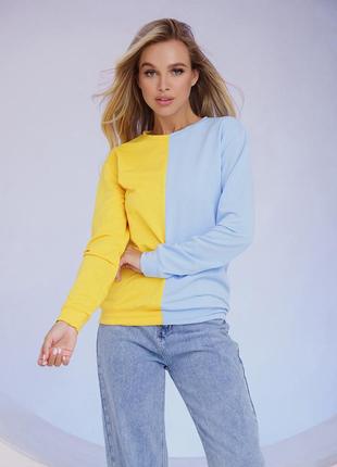 Jersey spliced Ukrainian style sweatshirt in blue and yellow ISSA Plus