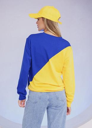 Spliced Ukrainian style sweatshirt in blue and yellow ISSA Plus3 photo