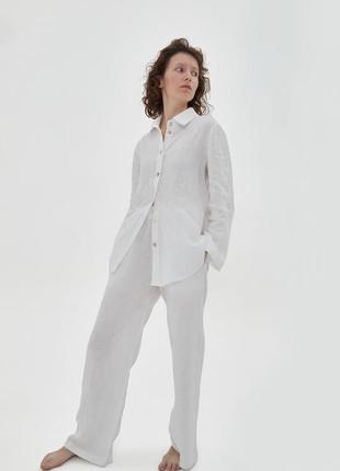 Oversized linen 2 piece set – shirt and pants "Milk"1 photo