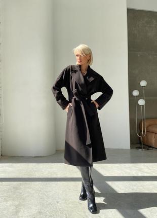 Dark brown chocolate wool coat