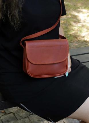 Women's small semicircular leather crossbody bag purse for iphone/ Brown/ 10074 photo
