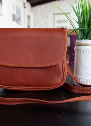 Women's small semicircular leather crossbody bag purse for iphone/ Brown/ 10077 photo