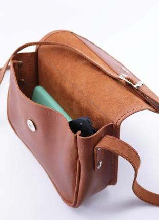 Women's small semicircular leather crossbody bag purse for iphone/ Brown/ 10075 photo