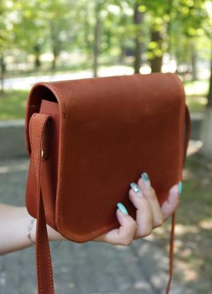 Women's small semicircular leather crossbody bag purse for iphone/ Brown/ 10073 photo