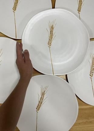 Handmade ceramic plate with ear of wheat4 photo