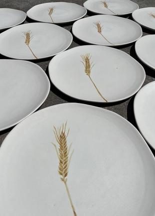 Handmade ceramic plate with ear of wheat3 photo