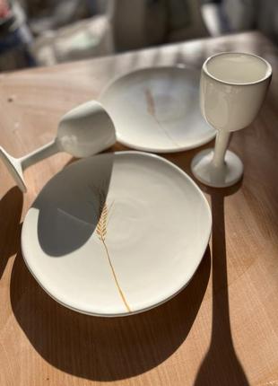 Handmade ceramic plate with ear of wheat9 photo