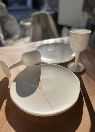 Handmade ceramic plate with ear of wheat7 photo