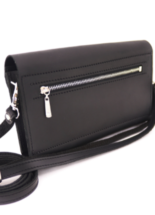 Womens small shoulder bag for phone, money, cards, coins / Black - 010092 photo