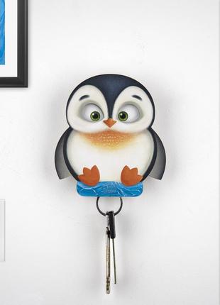 Key holder for wall - "Fisher" the penguin