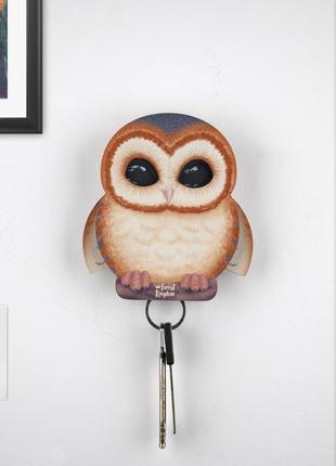 Key holder for wall - "Ozzy" the owl