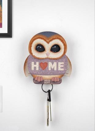Key holder for wall - "Ozzy" the owl (t-shirt)