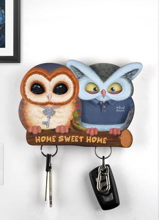 Key holder for wall - "Ozzy & Dexter" the owl (double)