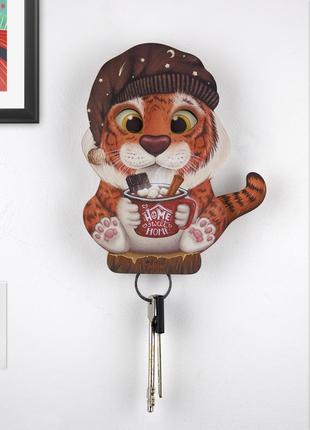 Key holder for wall - "Rocky" the tiger (hut & cup)