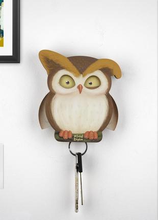Key holder for wall - "Rudy" the owl