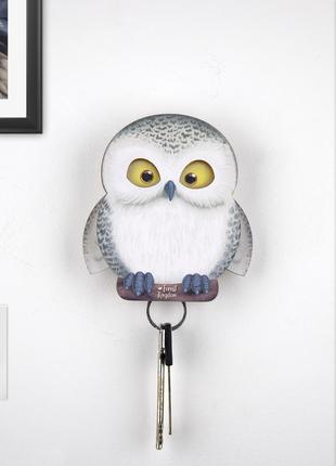 Key holder for wall - "Snowy" the owl