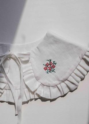 Linen collar with embroidery "cherry orchard". ethno collection2 photo