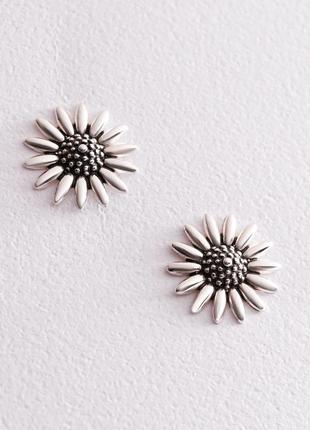 Sterling Silver Stud Earrings "Sunflowers" 1231107 photo