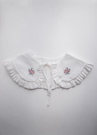 Linen collar with embroidery "cherry orchard". ethno collection3 photo