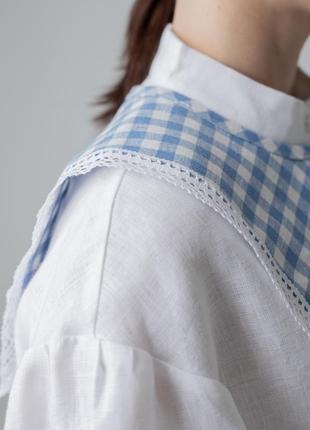 Linen checkered collar with lace. ethno collection6 photo