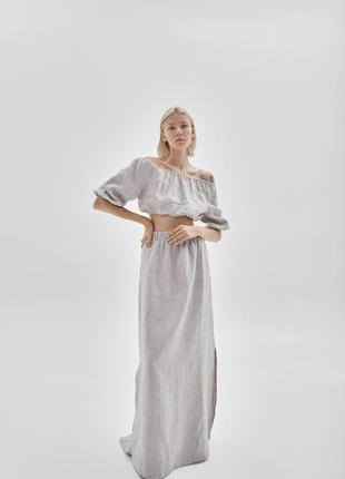 Linen suit boho style- top with a maxi skirt