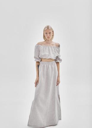 Linen suit boho style- top with a maxi skirt6 photo