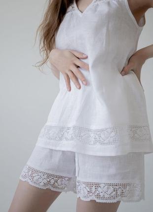 Linen pajamas with cotton lace. ethno collection6 photo