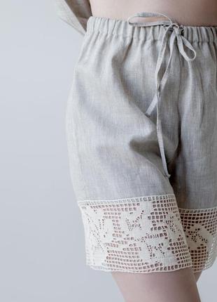 Unbleached linen pajamas with lace. ethno collection7 photo