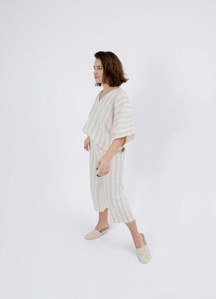 Linen two piece set - top with culottes striped4 photo