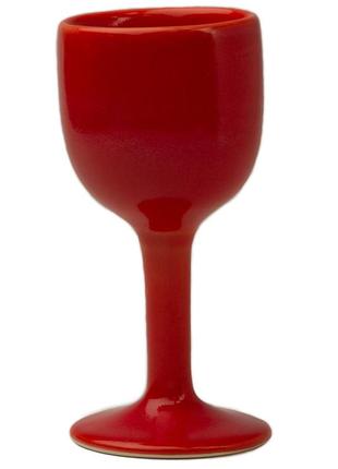 Handmade red ceramic wine glass