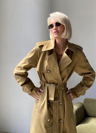 Woman camel cotton trench coat1 photo