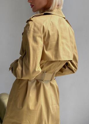 Woman camel cotton trench coat8 photo