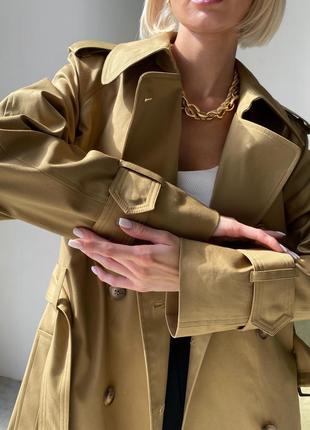Woman camel cotton trench coat6 photo
