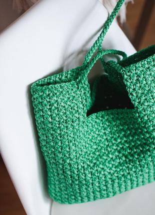 Green crochet raffia bag KOLOS2 photo