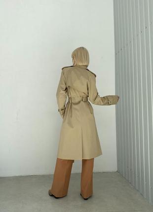 Woman sand-beige cotton trench coat9 photo