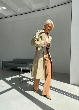 Woman sand-beige cotton trench coat2 photo